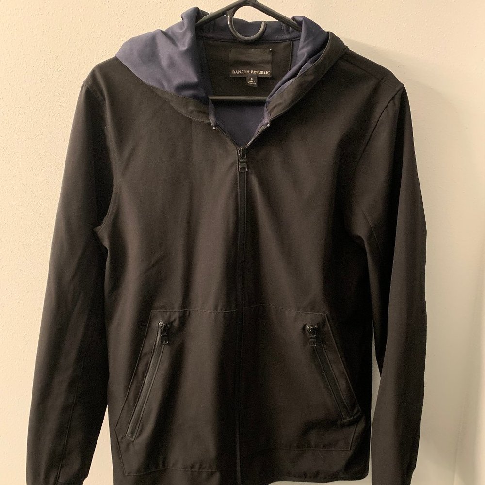 Banana Republic Full Zip Rain Jacket - Black - Small